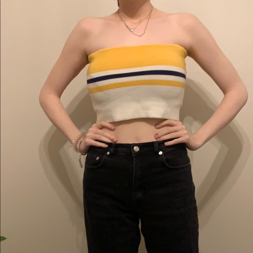 Striped yellow tube top